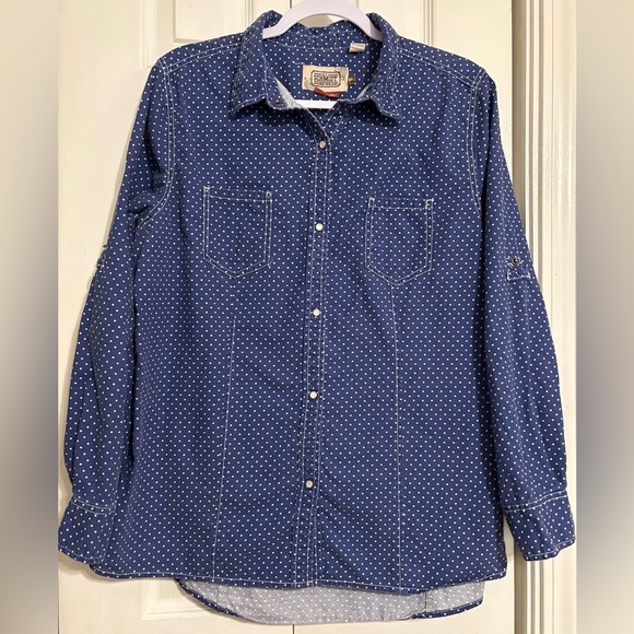 CE Schmidt Women’s Workwear Polka Dot Pearl Snap XL Work Shirt - Picture 3 of 9